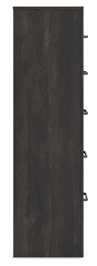 Hollivern Full Panel Bed with Mirrored Dresser, Chest and Nightstand in Dark Gray from Ashley - Luna Furniture