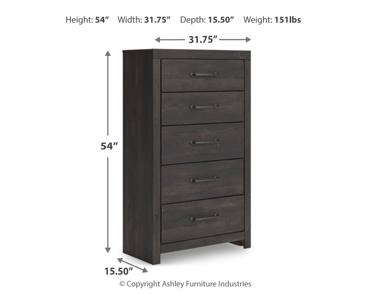 Hollivern Full Panel Bed with Mirrored Dresser, Chest and Nightstand in Dark Gray from Ashley - Luna Furniture