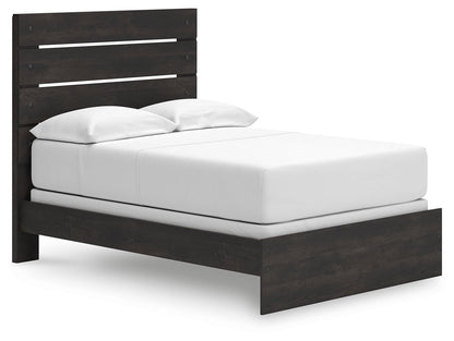 Hollivern Full Panel Bed with Mirrored Dresser, Chest and Nightstand in Dark Gray from Ashley - Luna Furniture