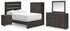 Hollivern Full Panel Bed with Mirrored Dresser, Chest and Nightstand in Dark Gray from Ashley - Luna Furniture