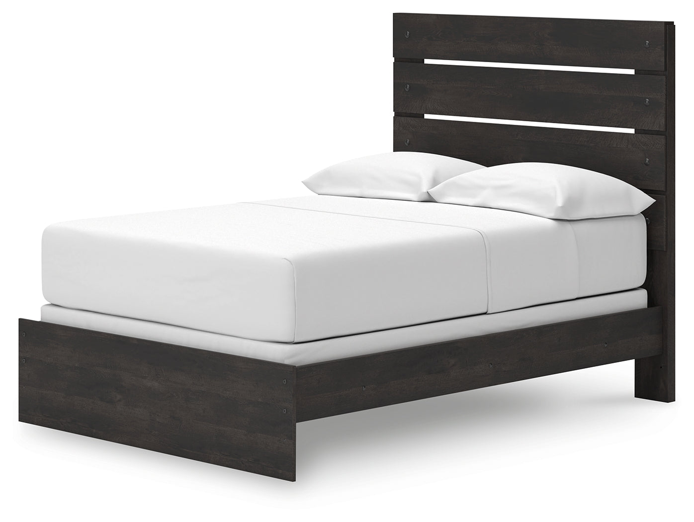 Hollivern Full Panel Bed with Mirrored Dresser, Chest and Nightstand in Dark Gray from Ashley - Luna Furniture