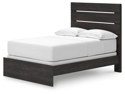 Hollivern Full Panel Bed with Mirrored Dresser, Chest and Nightstand in Dark Gray from Ashley - Luna Furniture