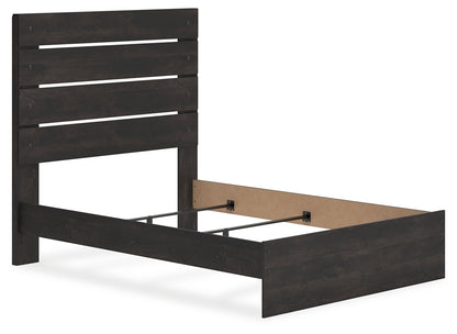 Hollivern Full Panel Bed with Mirrored Dresser, Chest and Nightstand in Dark Gray from Ashley - Luna Furniture