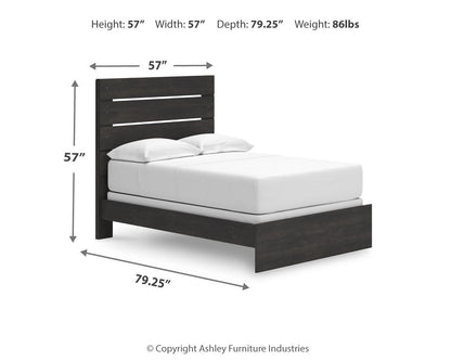 Hollivern Full Panel Bed with Mirrored Dresser, Chest and Nightstand in Dark Gray from Ashley - Luna Furniture