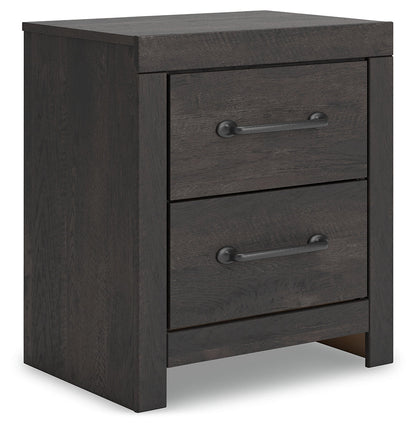 Hollivern Full Panel Bed with Mirrored Dresser, Chest and Nightstand in Dark Gray from Ashley - Luna Furniture