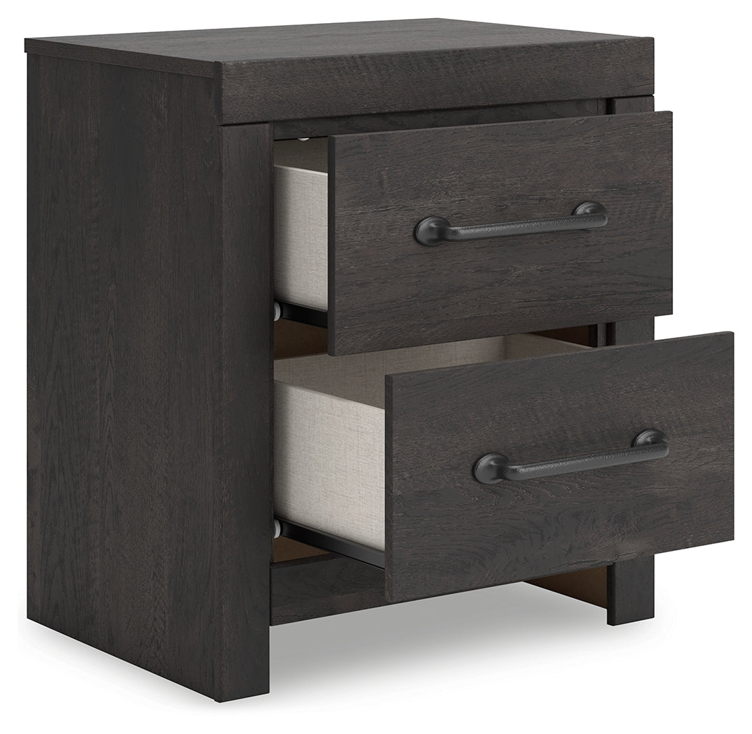 Hollivern Full Panel Bed with Mirrored Dresser, Chest and Nightstand in Dark Gray from Ashley - Luna Furniture