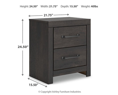 Hollivern Full Panel Bed with Mirrored Dresser, Chest and Nightstand in Dark Gray from Ashley - Luna Furniture