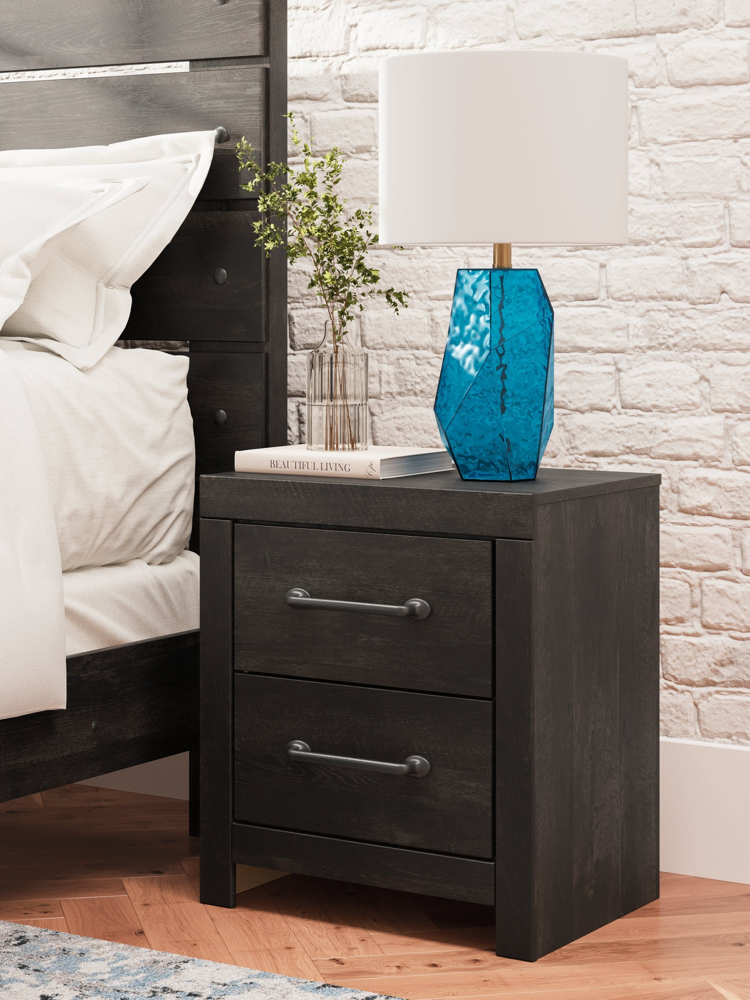 Hollivern Full Panel Bed with Mirrored Dresser, Chest and Nightstand in Dark Gray from Ashley - Luna Furniture