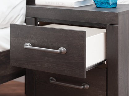 Hollivern Full Panel Bed with Mirrored Dresser, Chest and Nightstand in Dark Gray from Ashley - Luna Furniture
