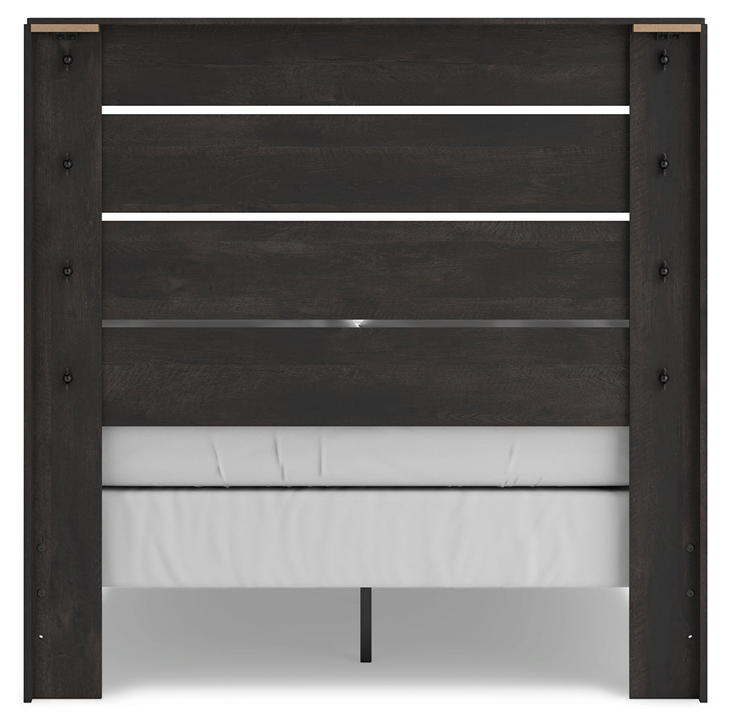 Hollivern Full Panel Bed with Mirrored Dresser in Dark Gray from Ashley - Luna Furniture