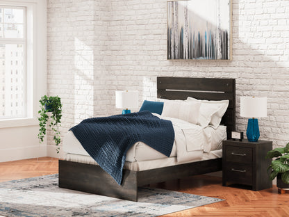 Hollivern Full Panel Bed with Mirrored Dresser in Dark Gray from Ashley - Luna Furniture