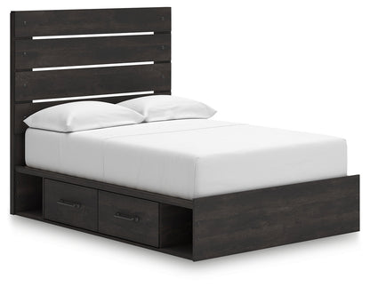 Hollivern Full Panel Bed with Storage with Mirrored Dresser and 2 Nightstands in Dark Gray from Ashley - Luna Furniture