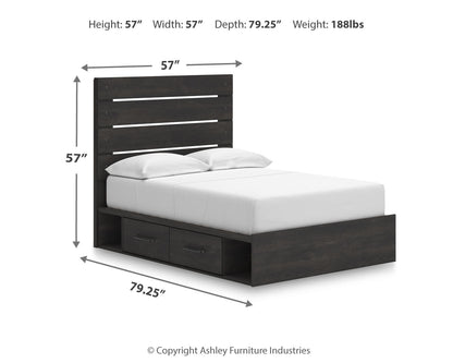 Hollivern Full Panel Bed with Storage with Mirrored Dresser and 2 Nightstands in Dark Gray from Ashley - Luna Furniture