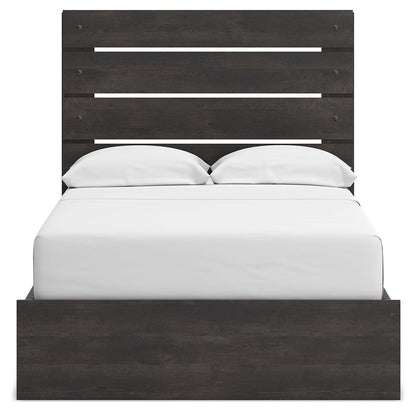 Hollivern Full Panel Bed with Storage with Mirrored Dresser and 2 Nightstands in Dark Gray from Ashley - Luna Furniture