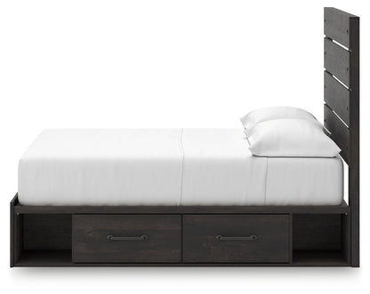 Hollivern Full Panel Bed with Storage with Mirrored Dresser and 2 Nightstands in Dark Gray from Ashley - Luna Furniture