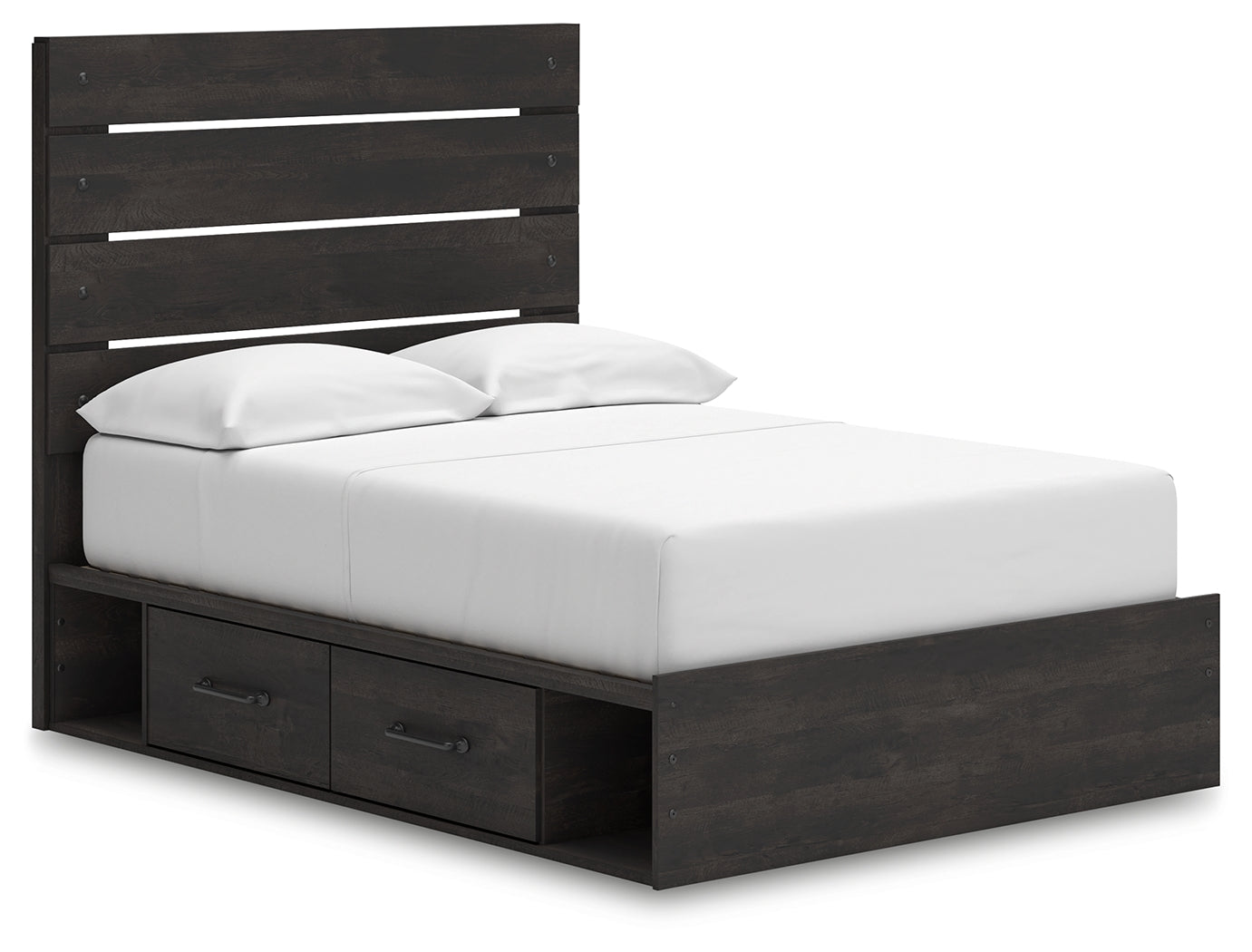 Hollivern Full Panel Bed with Storage with Mirrored Dresser in Dark Gray from Ashley - Luna Furniture
