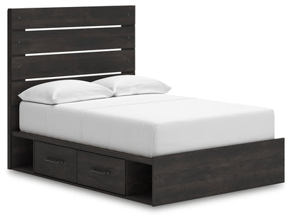 Hollivern Full Panel Bed with Storage with Mirrored Dresser in Dark Gray from Ashley - Luna Furniture