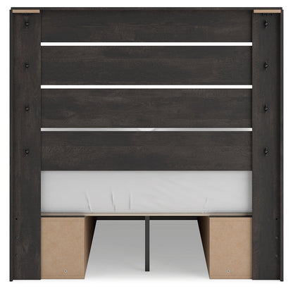 Hollivern Full Panel Bed with Storage with Mirrored Dresser in Dark Gray from Ashley - Luna Furniture