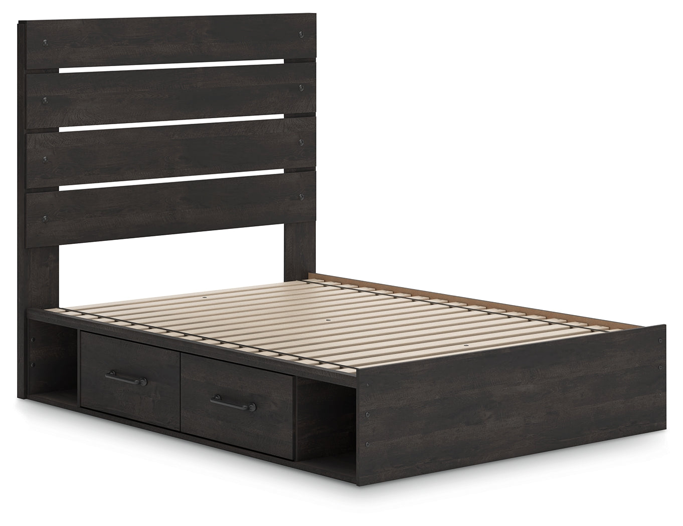 Hollivern Full Panel Bed with Storage with Mirrored Dresser in Dark Gray from Ashley - Luna Furniture