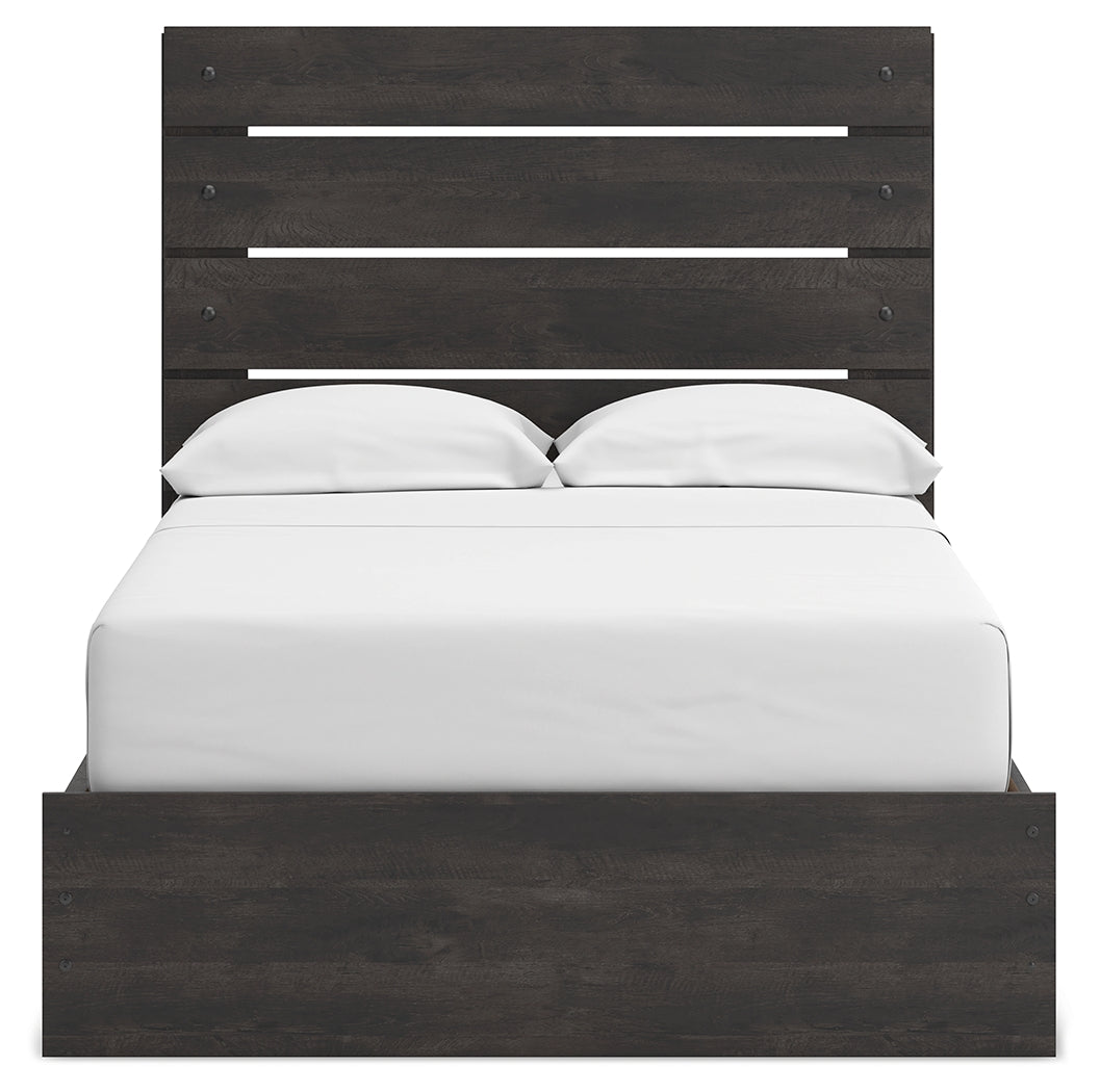 Hollivern Full Panel Bed with Storage with Mirrored Dresser in Dark Gray from Ashley - Luna Furniture