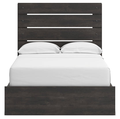 Hollivern Full Panel Bed with Storage with Mirrored Dresser in Dark Gray from Ashley - Luna Furniture