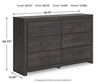 Hollivern King Panel Bed with Dresser in Dark Gray from Ashley - Luna Furniture