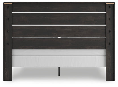 Hollivern King Panel Bed with Mirrored Dresser and 2 Nightstands in Dark Gray from Ashley - Luna Furniture