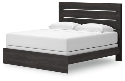Hollivern King Panel Bed with Mirrored Dresser and 2 Nightstands in Dark Gray from Ashley - Luna Furniture