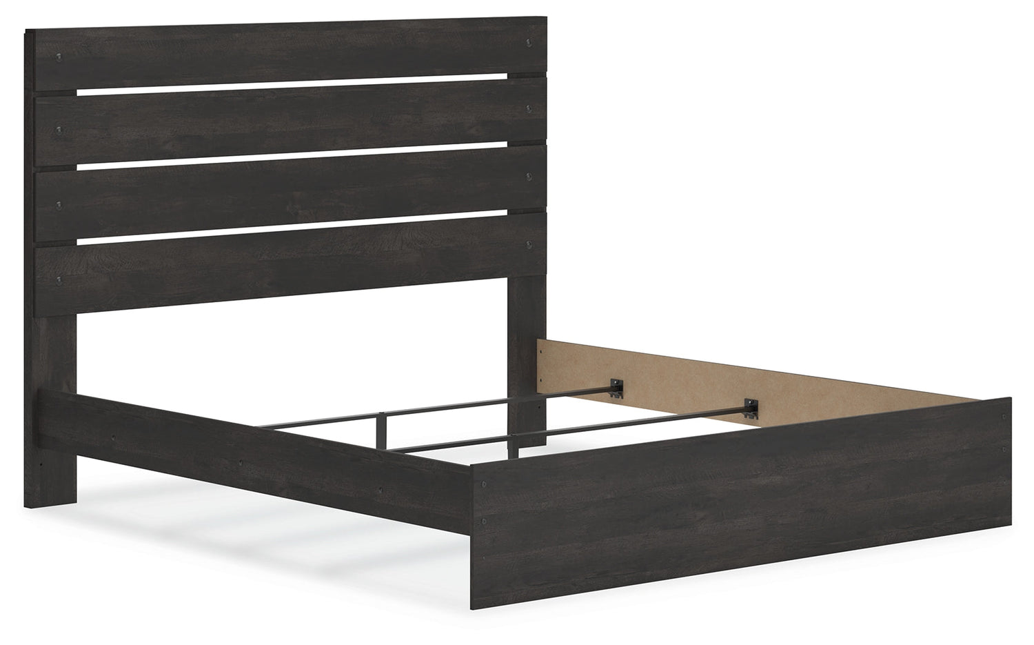 Hollivern King Panel Bed with Mirrored Dresser in Dark Gray from Ashley - Luna Furniture