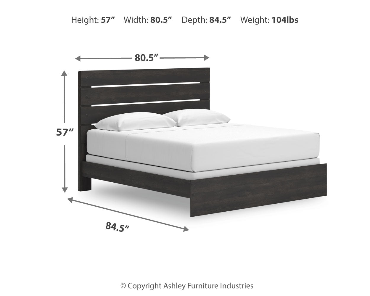 Hollivern King Panel Bed with Mirrored Dresser in Dark Gray from Ashley - Luna Furniture