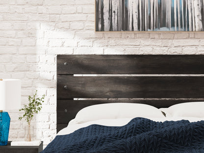 Hollivern King Panel Bed with Mirrored Dresser in Dark Gray from Ashley - Luna Furniture