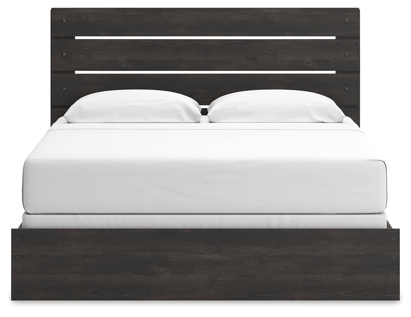 Hollivern King Panel Bed with Mirrored Dresser in Dark Gray from Ashley - Luna Furniture