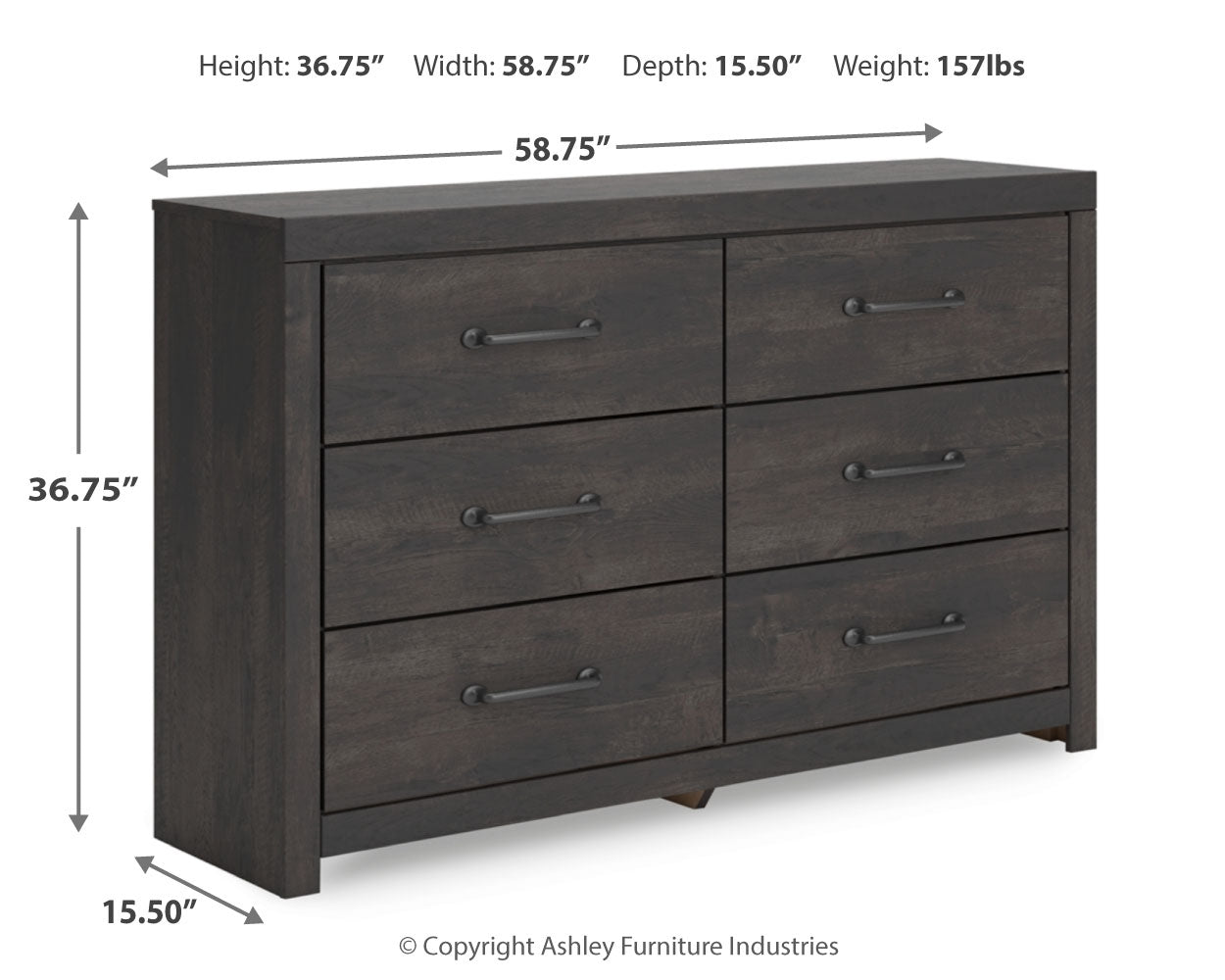 Hollivern Queen Panel Bed with Dresser in Dark Gray from Ashley - Luna Furniture