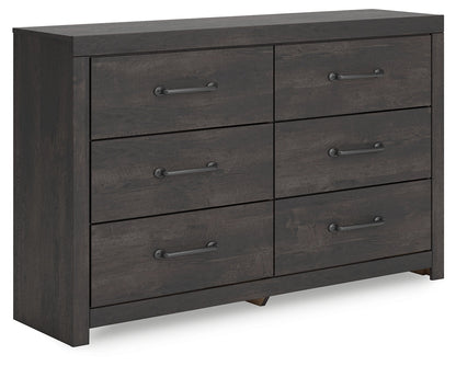 Hollivern Queen Panel Bed with Dresser in Dark Gray from Ashley - Luna Furniture
