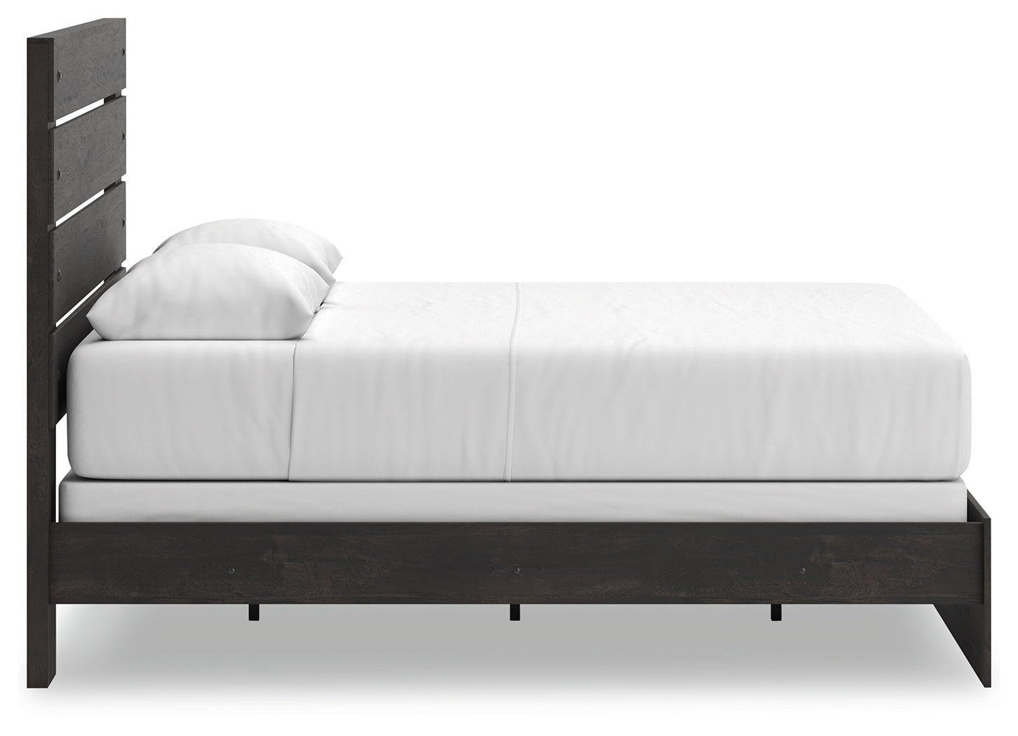 Hollivern Queen Panel Bed with Mirrored Dresser and 2 Nightstands in Dark Gray from Ashley - Luna Furniture