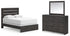 Hollivern Queen Panel Bed with Mirrored Dresser in Dark Gray from Ashley - Luna Furniture