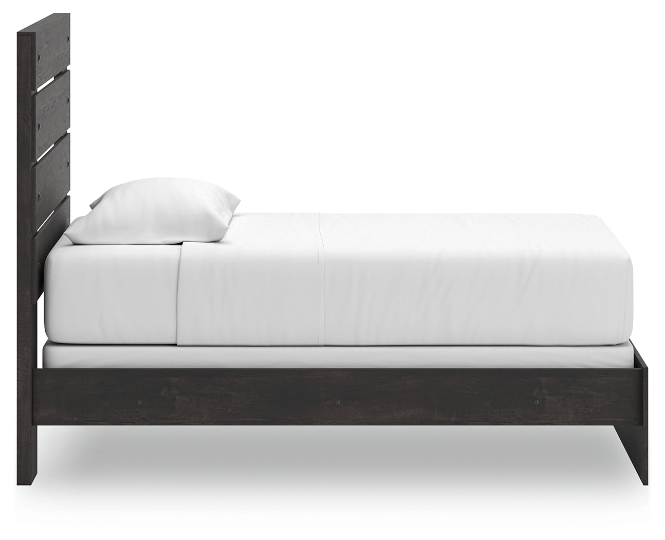 Hollivern Twin Panel Bed with Mirrored Dresser and Nightstand in Dark Gray from Ashley - Luna Furniture