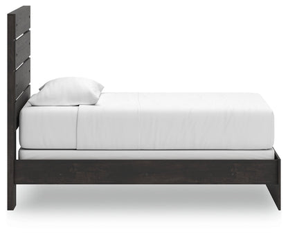 Hollivern Twin Panel Bed with Mirrored Dresser and Nightstand in Dark Gray from Ashley - Luna Furniture