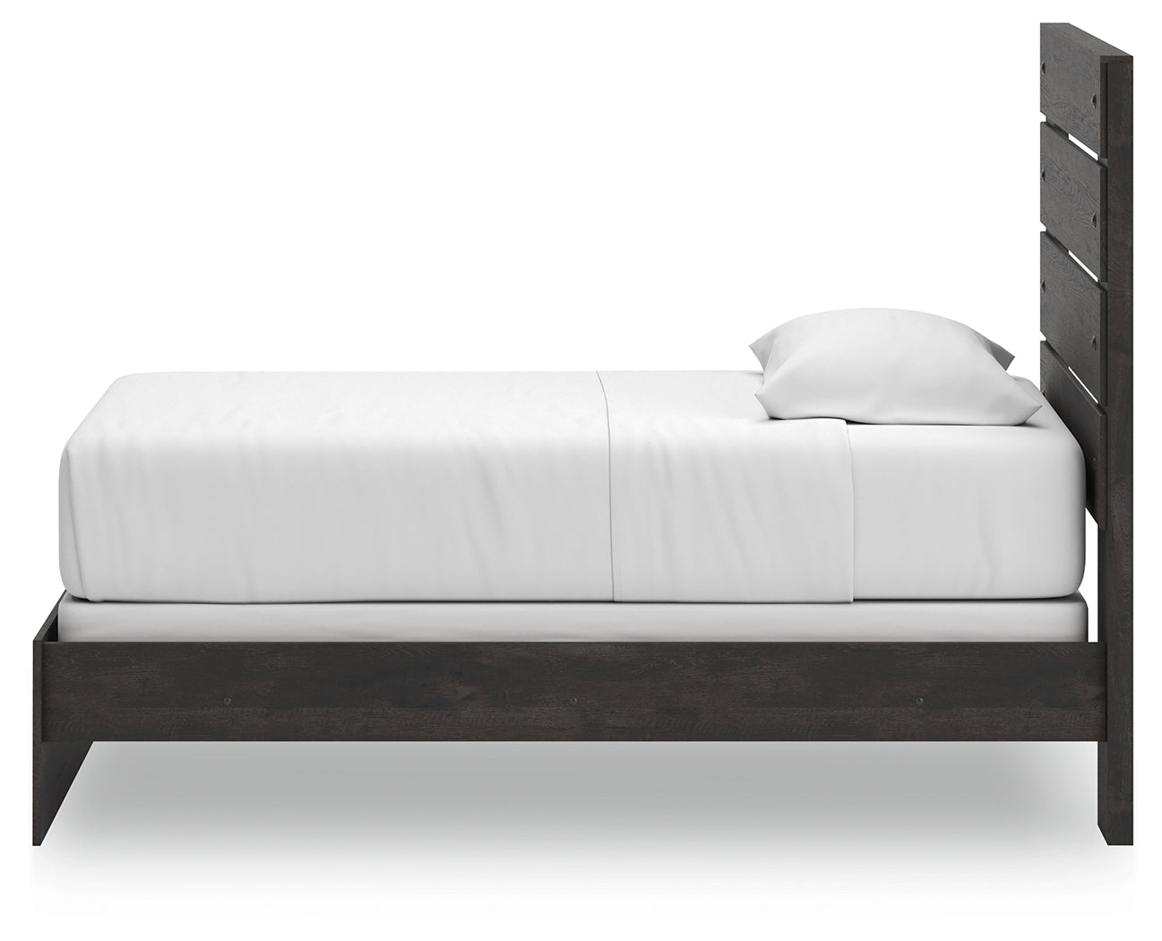 Hollivern Twin Panel Bed with Mirrored Dresser and Nightstand in Dark Gray from Ashley - Luna Furniture