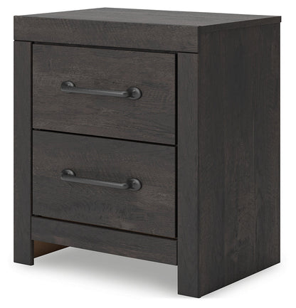 Hollivern Twin Panel Bed with Mirrored Dresser and Nightstand in Dark Gray from Ashley - Luna Furniture