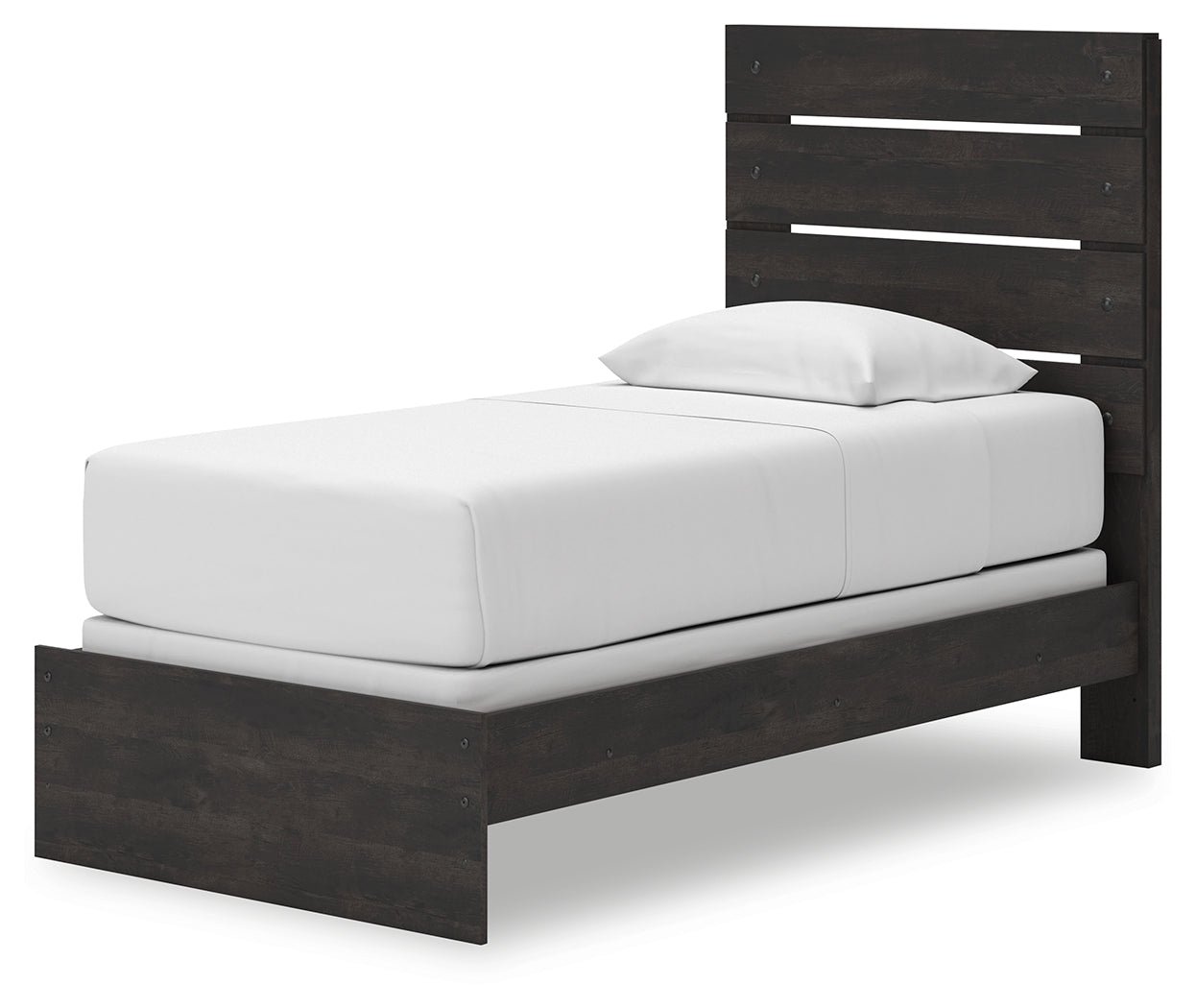 Hollivern Twin Panel Bed with Mirrored Dresser in Dark Gray from Ashley - Luna Furniture