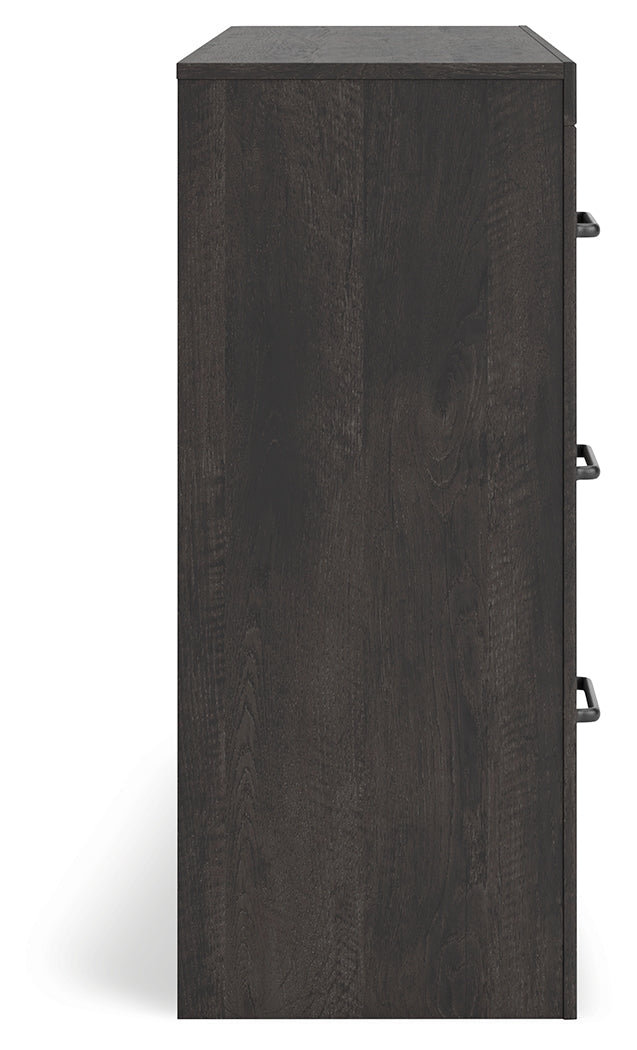 Hollivern Twin Panel Bed with Storage with Dresser and Nightstand in Dark Gray from Ashley - Luna Furniture