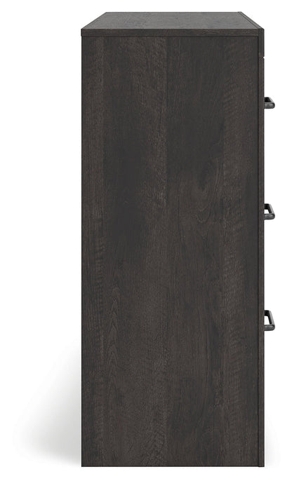 Hollivern Twin Panel Bed with Storage with Dresser and Nightstand in Dark Gray from Ashley - Luna Furniture
