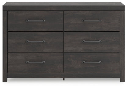 Hollivern Twin Panel Bed with Storage with Dresser in Dark Gray from Ashley - Luna Furniture