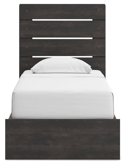 Hollivern Twin Panel Bed with Storage with Dresser in Dark Gray from Ashley - Luna Furniture