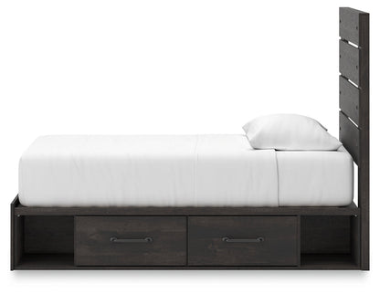 Hollivern Twin Panel Bed with Storage with Dresser in Dark Gray from Ashley - Luna Furniture