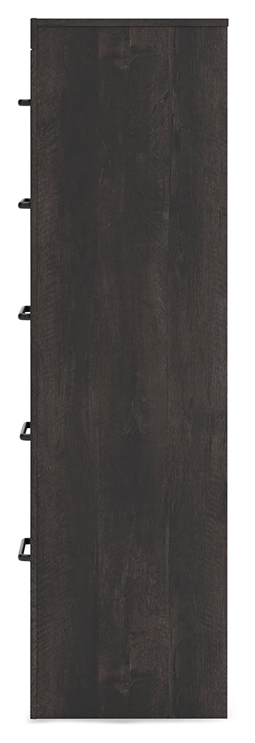 Hollivern Twin Panel Bed with Storage with Mirrored Dresser and Chest in Dark Gray from Ashley - Luna Furniture