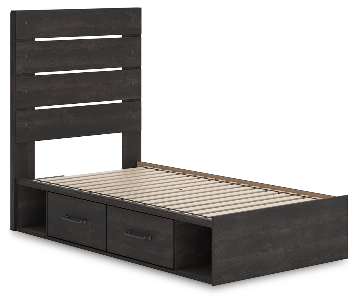 Hollivern Twin Panel Storage Bed with Dresser in Dark Gray from Ashley - Luna Furniture