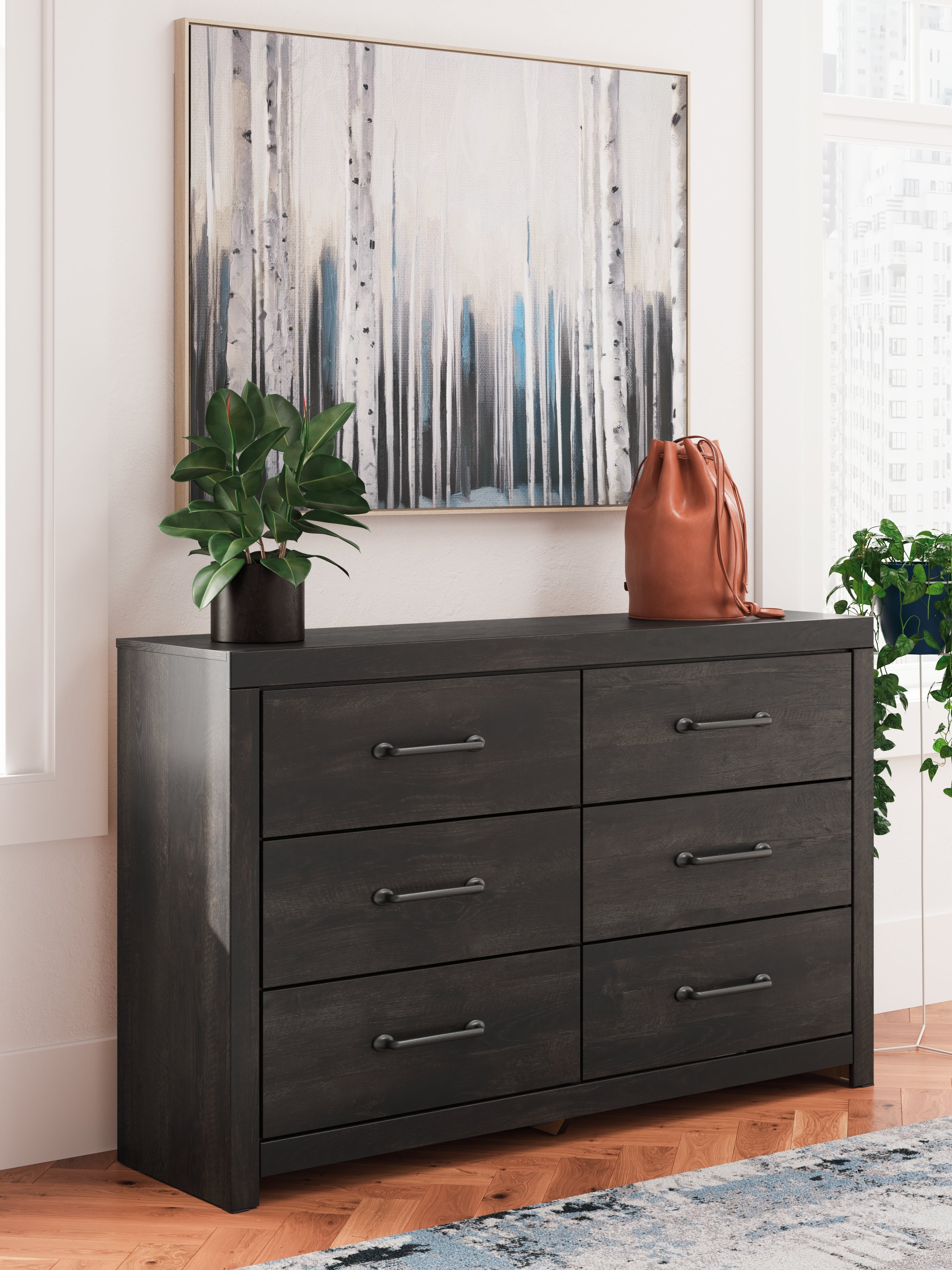 Hollivern Twin Panel Storage Bed with Dresser in Dark Gray from Ashley - Luna Furniture