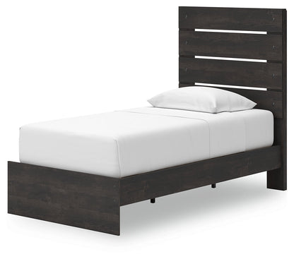 Hollivern Twin Panel Storage Bed with Mirrored Dresser and 2 Nightstands in Dark Gray from Ashley - Luna Furniture